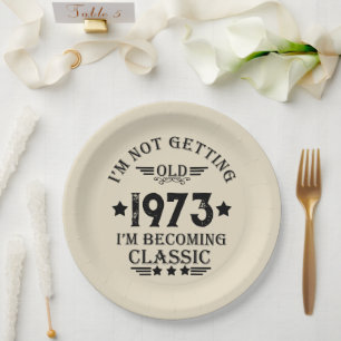 Assiettes En Carton Cadeaux de 50e anniversaire vintages personnalisés
