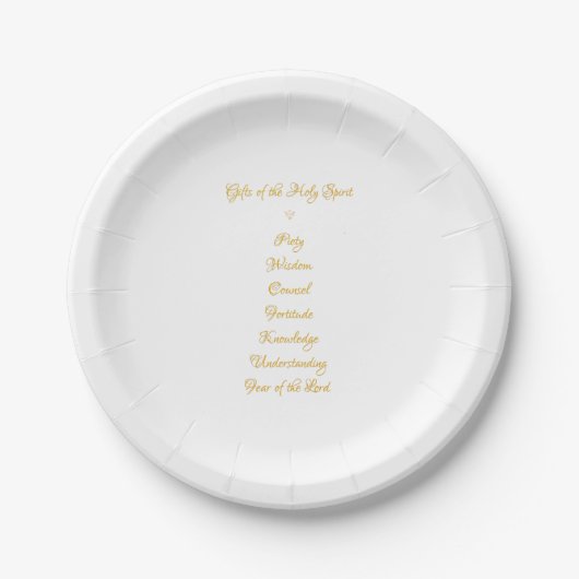 Assiettes En Carton Cadeaux de l'Esprit Saint en 3D Look Script doré (Devant)
