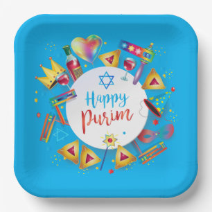 Assiettes En Carton Cadeaux de panier de Pourim heureux, Décoration, O