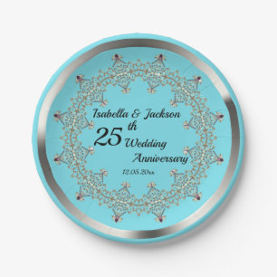 Assiettes En Carton Cadeaux du 25e anniversaire du Mariage pour les co