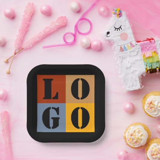 Assiettes En Carton Cadeaux personnalisés modernes Noir Simple (Fête)