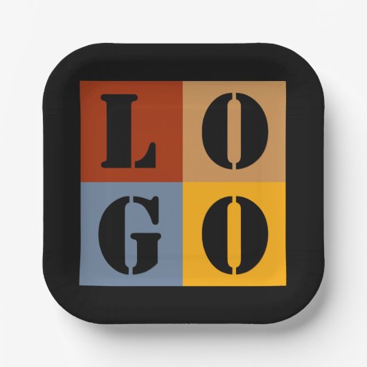 Assiettes En Carton Cadeaux personnalisés modernes Noir Simple (Recto)