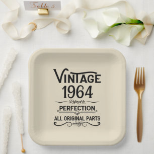Assiettes En Carton Cadeaux personnalisés soixante vintages 60e annive