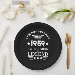 Assiettes En Carton Cadeaux vintages personnalisés 65e anniversaire bl