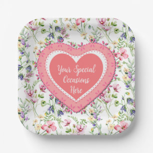 Assiettes En Carton Cadre de cœur floral élégant : pour chaque occasio