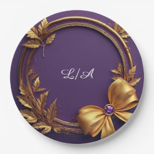 Assiettes En Carton Cadre de couronne en or avec feuilles