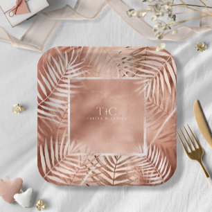 Assiettes En Carton Cadre de mariage à feuille de palmier luxuriant Te