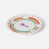 Assiettes En Carton Cadre de nom arc-en-ciel pour filles (Angle)
