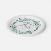 Assiettes En Carton Cadre de verdure d'eucalyptus Vert Bleu Baby Showe (Angle)