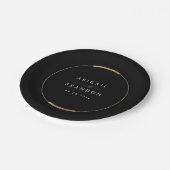 Assiettes En Carton Cadre Elegance Noir Simple Mariage moderne (Angle)