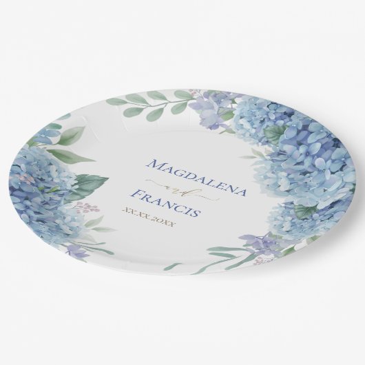 Assiettes En Carton Cadre géométrique Hydrangea | MARIAGE (Angle)