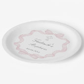 Assiettes En Carton Cadre papillon rose (Angle)
