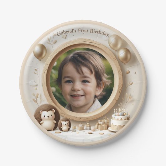 Assiettes En Carton Cadre photo de Hérisson pour les fêtes d'anniversa (Devant)