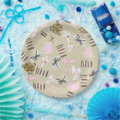 Assiettes En Carton Cadres de Noël rose et or Patten Plaques de Papier (Fête)