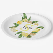 Assiettes En Carton Cadres et Feuilles de citrons jaunes modernes avec (Angle)