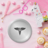 Assiettes En Carton Caducée Médicale en argent (Fête)