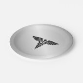 Assiettes En Carton Caducée Médicale en argent (Angle)