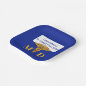 Assiettes En Carton Caduceus Blue & Gold Médicale School Graduation (Angulaire)
