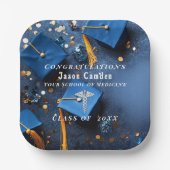 Assiettes En Carton Caduceus Elegant Gold White Navy Blue Graduation (Recto)