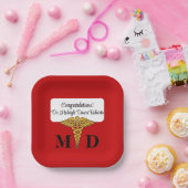 Assiettes En Carton Caduceus Red & Gold Médicale School Graduation (Fête)