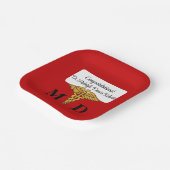 Assiettes En Carton Caduceus Red & Gold Médicale School Graduation (Angulaire)
