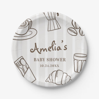 Assiettes En Carton Café Capricieux Bébé Rayé Baby Shower