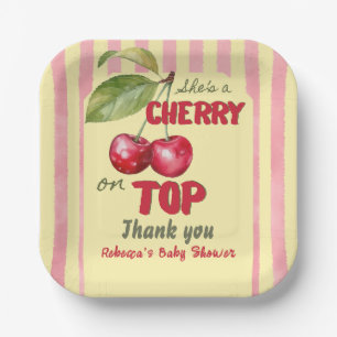 Assiettes En Carton Café Cerise Rétro Rouge Jaune Beurre Baby Shower