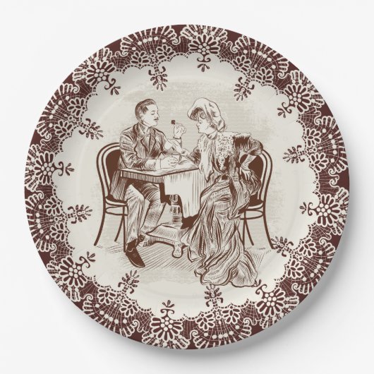 Assiettes En Carton café et amour (Devant)