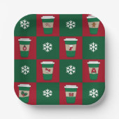 Assiettes En Carton Cafés de Noël Flammes de neige (Recto)