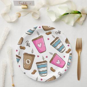 Assiettes En Carton Cafés, Haricots, Coeurs, Amateur De Café