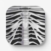 Assiettes En Carton Cage de côtes de squelette éffrayant Halloween noi (Recto)