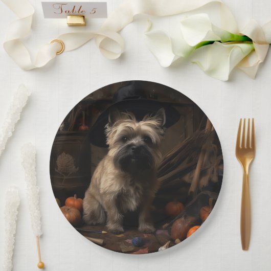 Assiettes En Carton Cairn Terrier Citrouilles Halloween effroi (Mariage)
