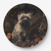 Assiettes En Carton Cairn Terrier Citrouilles Halloween effroi (Devant)
