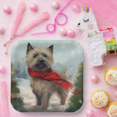 Assiettes En Carton Cairn Terrier Dog dans Noël de neige (Fête)