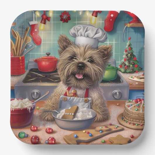 Assiettes En Carton Cairn Terrier Gîtes de vacances : Noël festif (Recto)