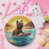 Assiettes En Carton Cairn Terrier Plage Surf Peinture