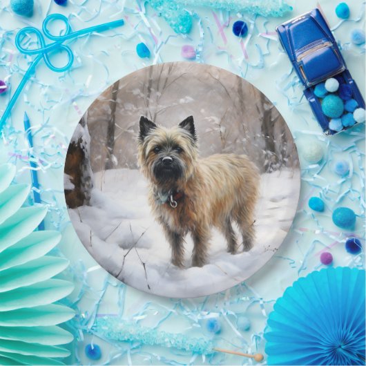 Assiettes En Carton Cairn Terrier Qu'Il Neige Noël