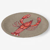 Assiettes En Carton Cajun Crawfish & Faux Burlap (Angle)