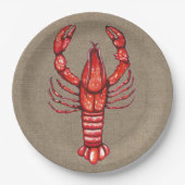 Assiettes En Carton Cajun Crawfish & Faux Burlap (Devant)