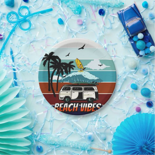 ASSIETTES EN CARTON CALIFORNIA BEACH VIBES (Fête)