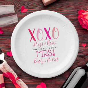Assiettes En Carton Câlins et bisous (XOXO) Saint-Valentin Enterrement
