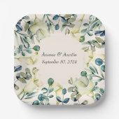 Assiettes En Carton Calla Lily et Eucalyptus blancs (Recto)