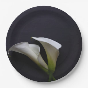 Assiettes En Carton Calla ment sur un arrière - plan sombre