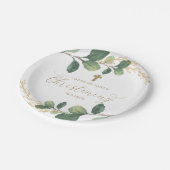 Assiettes En Carton Calligraphie botanique moderne de baptême de (Angle)