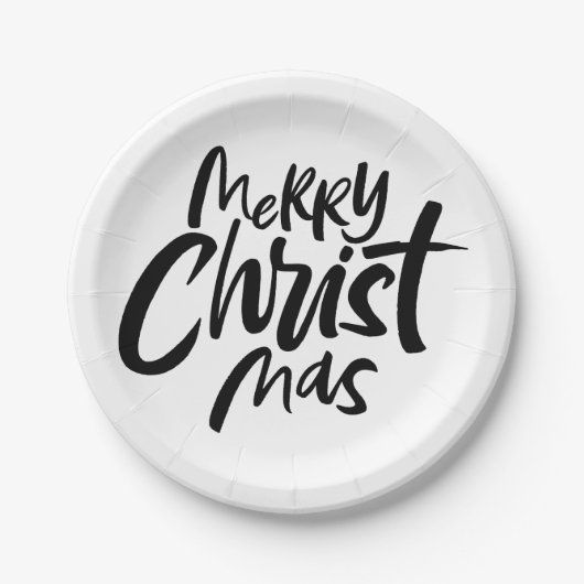 Assiettes En Carton Calligraphie chrétienne moderne Joyeux Noël (Devant)