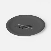 Assiettes En Carton Calligraphie classique Monogramme Mariage gris (Angle)