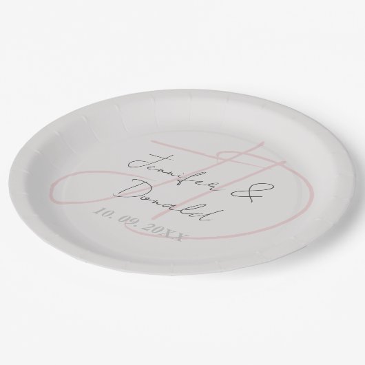 Assiettes En Carton Calligraphie classique tendance monogramme (Angle)