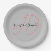 Assiettes En Carton Calligraphie classique tendance monogramme (Devant)