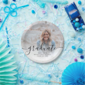 Assiettes En Carton Calligraphie de script moderne photo de graduation (Fête)