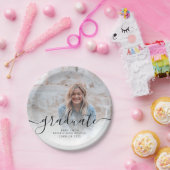 Assiettes En Carton Calligraphie de script moderne photo de graduation (Fête)